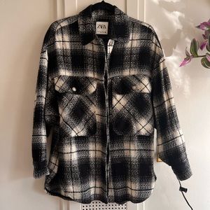 Zara Black and White Flannel Shacket (Jacket)